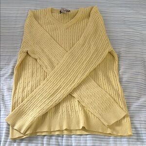 Yellow V-Neck Ribbed Sweater